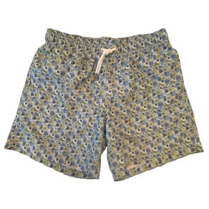 Slate & Stone Men’s Cabo Swimsuit Shorts Med Blue Green Floral 6” Poly Pockets